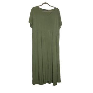 Zanzea Collection Women's Olive Green Maxi Dress Lagenlook Minimalist Size 3XL
